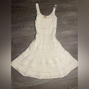 Ronny Kobo White lined fit and flare knit tank dress